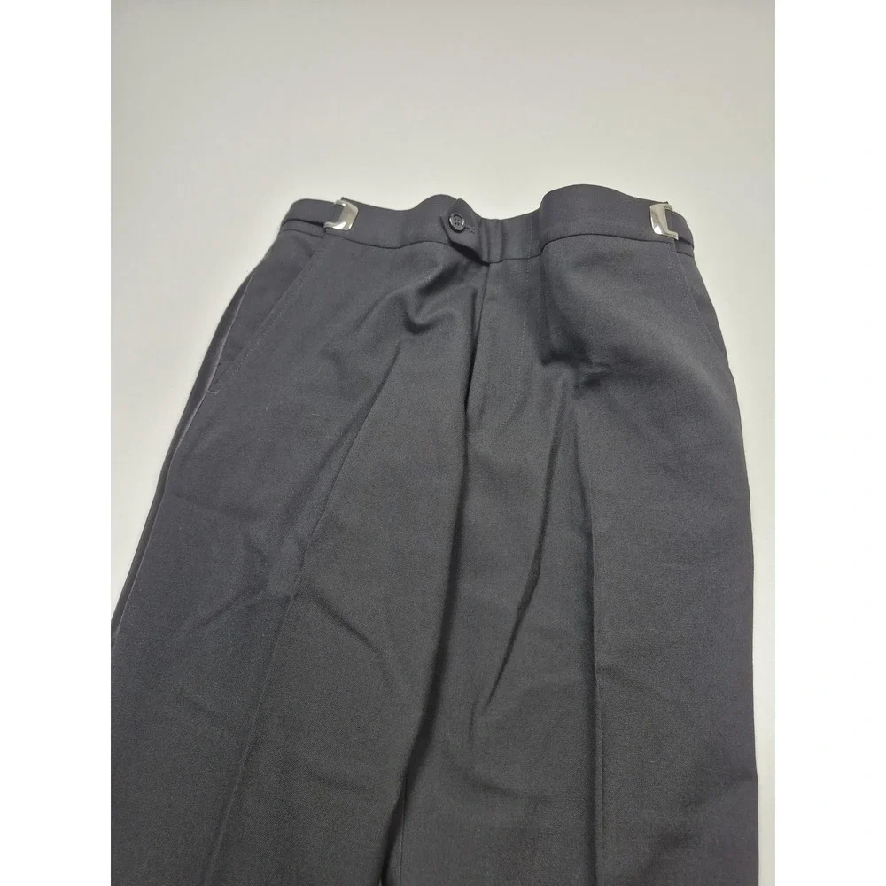 VTG Tuxedo Dress Pants Men's 31x29 Black Satin Stripe Wool Adjustable Waist